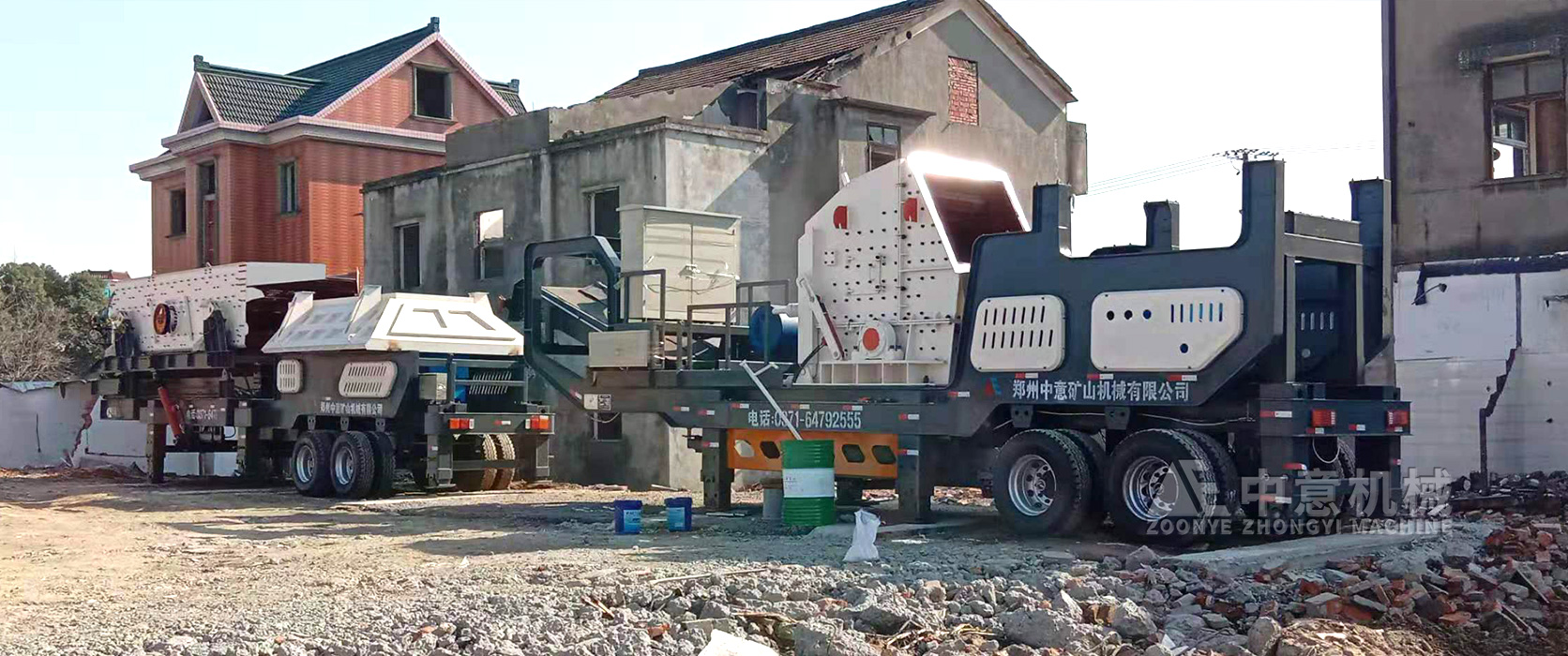 杭州日處理量1000噸的建筑垃圾移動破碎站使用現(xiàn)場
